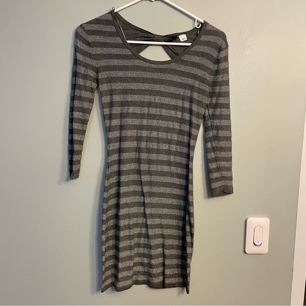 Divided H&M silver stripe mini dress size 4